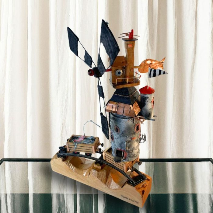 . Unique handcrafted storytelling sculpture with a whimsical design
